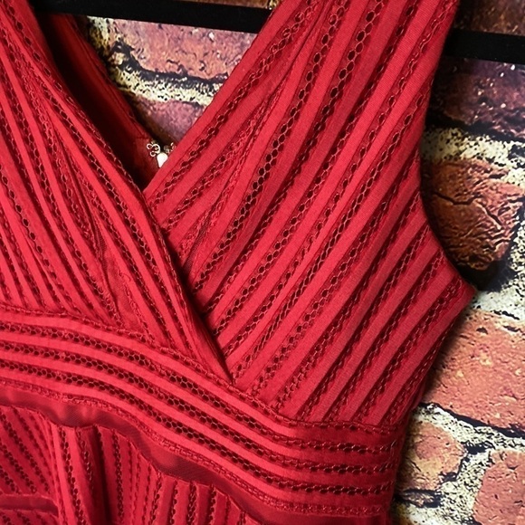 She + Sky Red Fit & Flare Skater Laser Cut Dress Size M - Picture 6 of 13